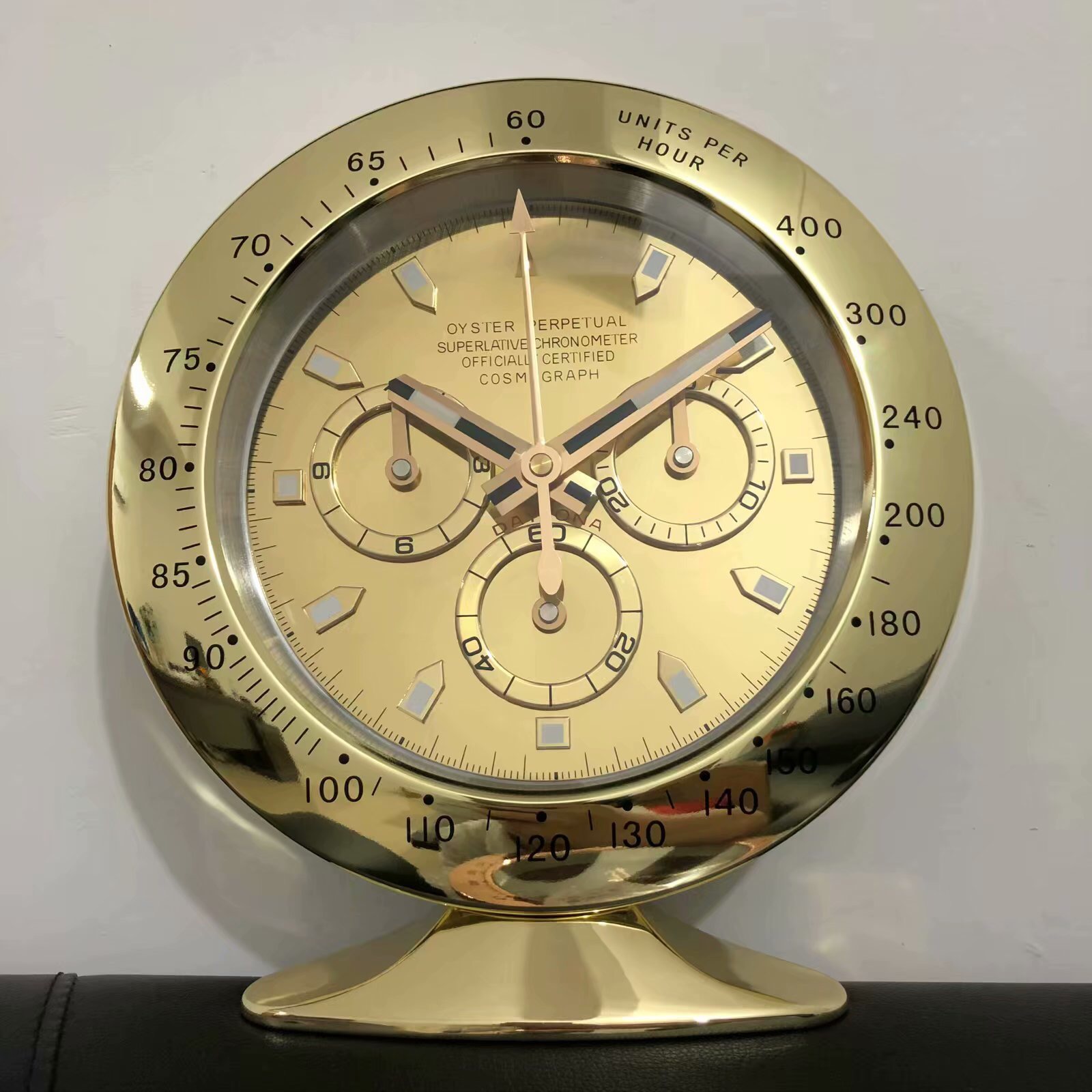 R Dayto Table Clock with Night vision -Yellow Gold